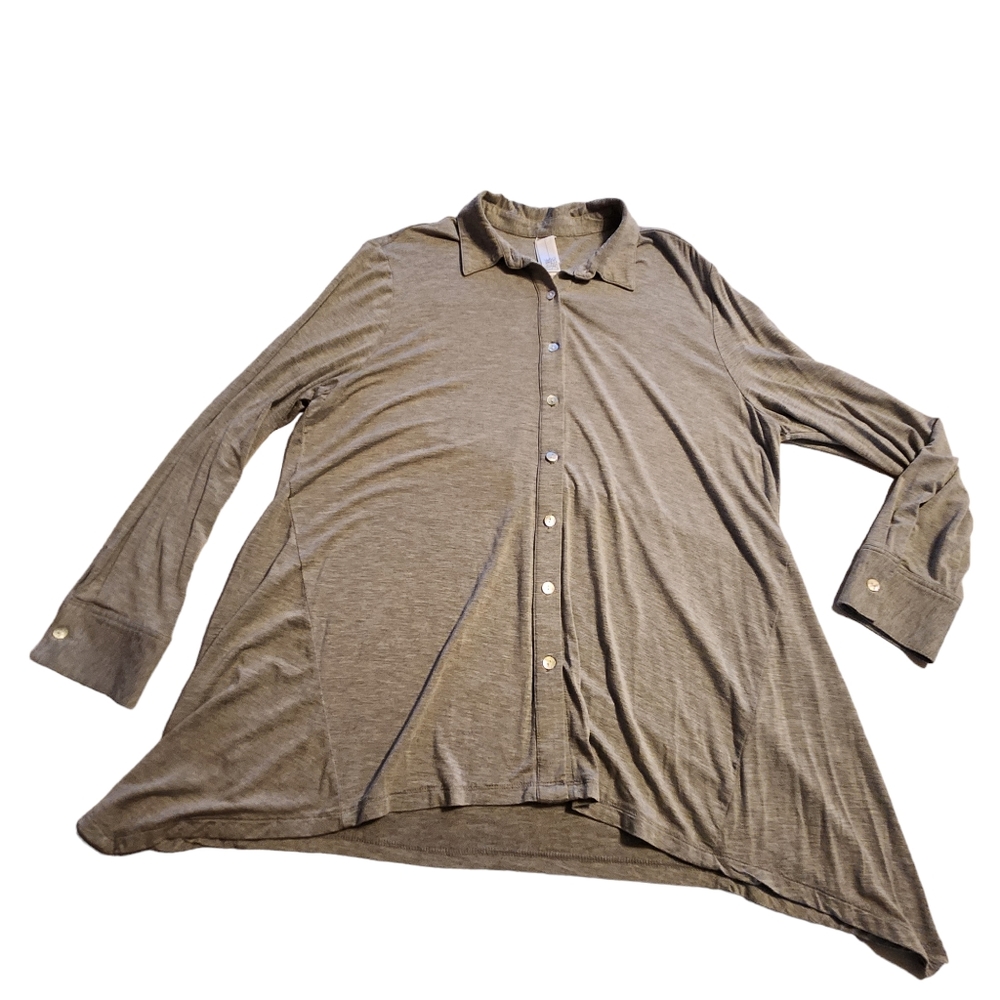 Wynne Layers Women's Gray Long-Sleeve Button Shirt Jacket Size Large G20